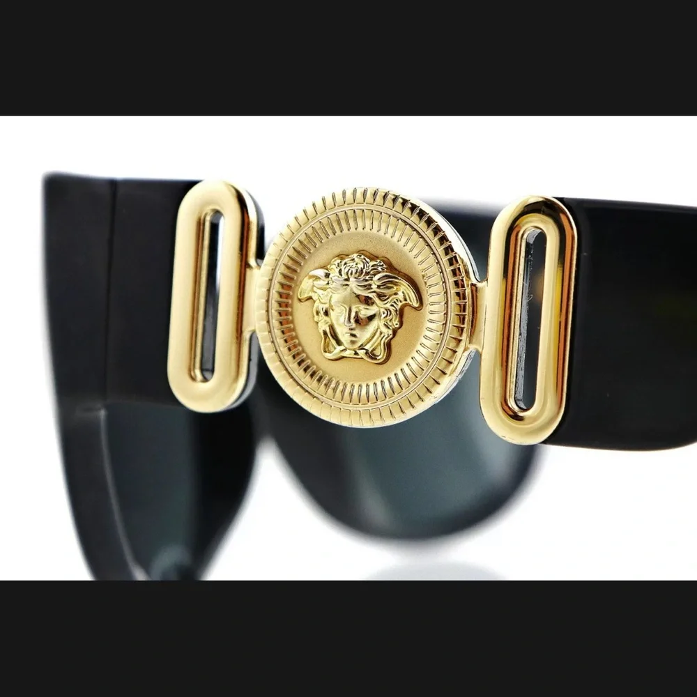 Versace Black Sunglasses with Gold Medallion Temple NWT